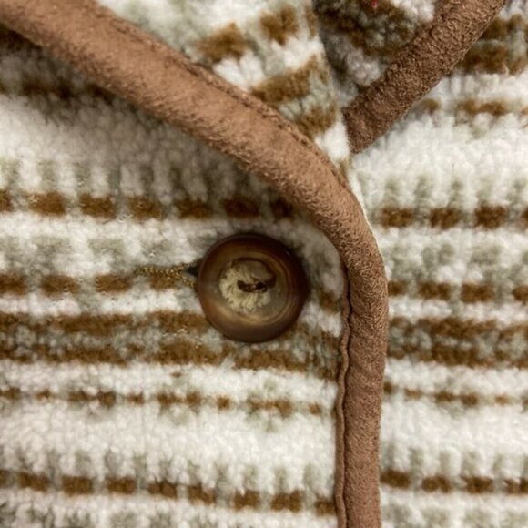 Orvis Fleece Vest Women's XL Earth Tone Southwest Pattern Belted Back - Picture 3 of 7